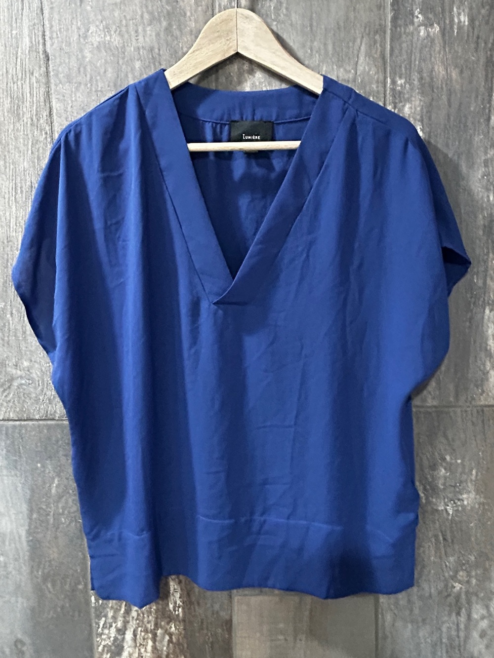 Lumiere Cobalt V-Neck Short Sleeve Top